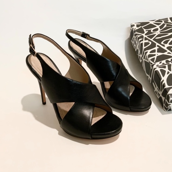 Diane von Furstenberg DVF Vada Black Leather Slingback Sandal Stiletto Heel Pump - Picture 5 of 10